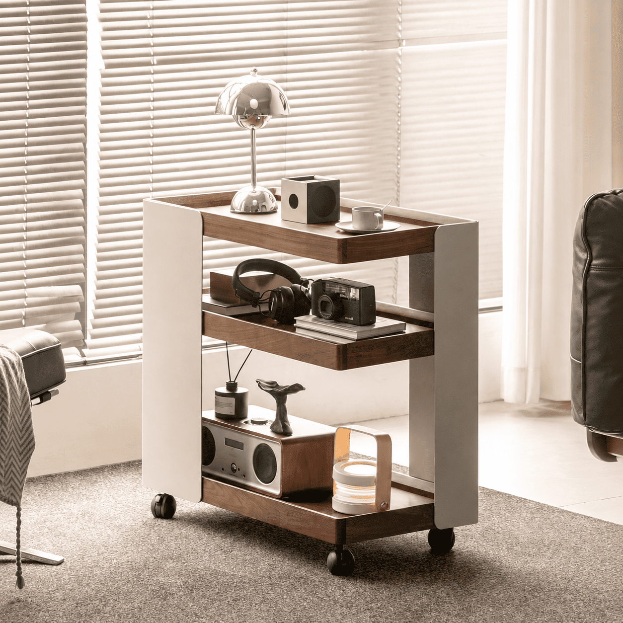 Toledo Natural Solid Walnut Movable Side Table