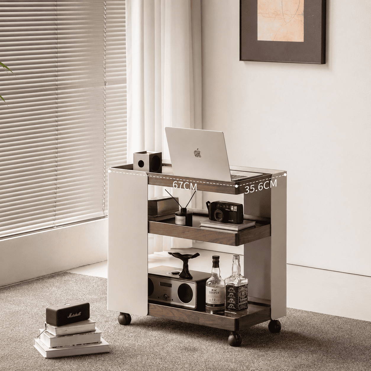 Toledo Natural Solid Walnut Movable Side Table