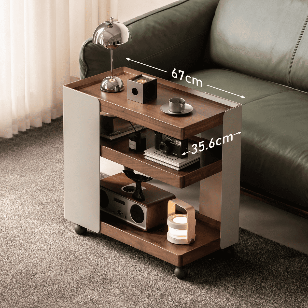 Toledo Natural Solid Walnut Movable Side Table
