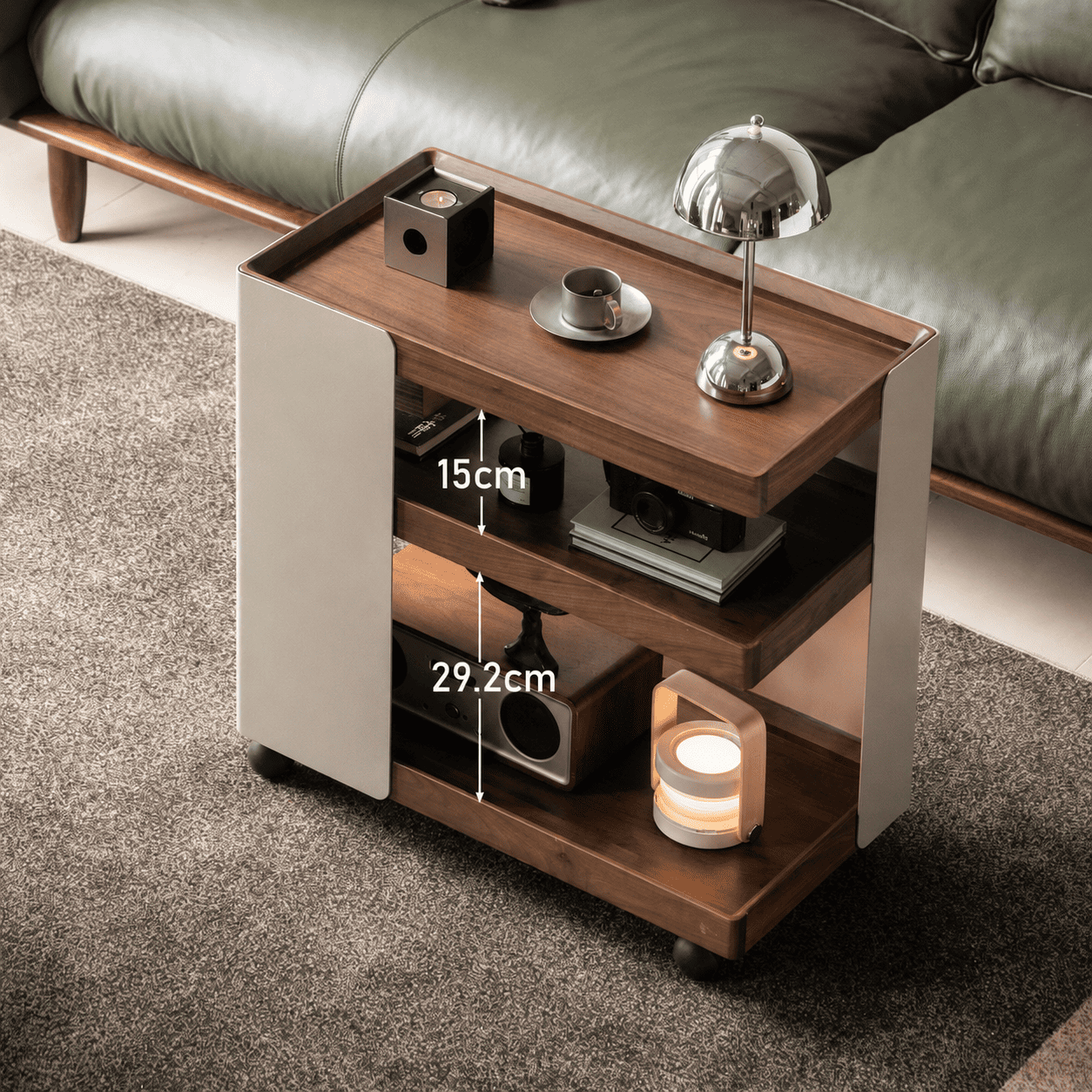 Toledo Natural Solid Walnut Movable Side Table