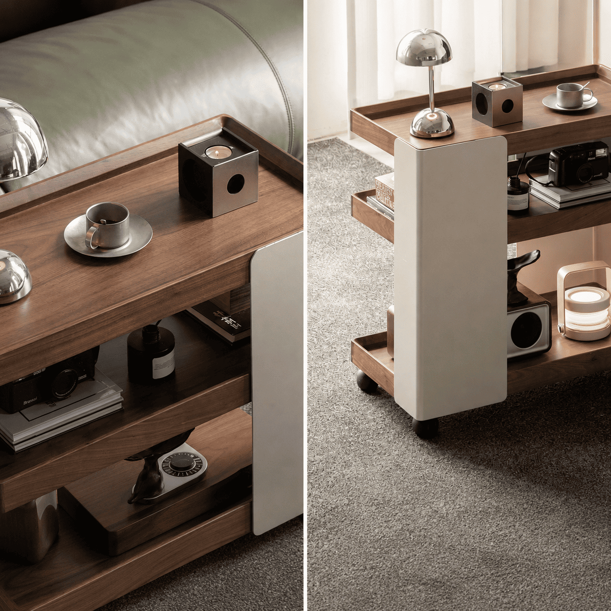 Toledo Natural Solid Walnut Movable Side Table