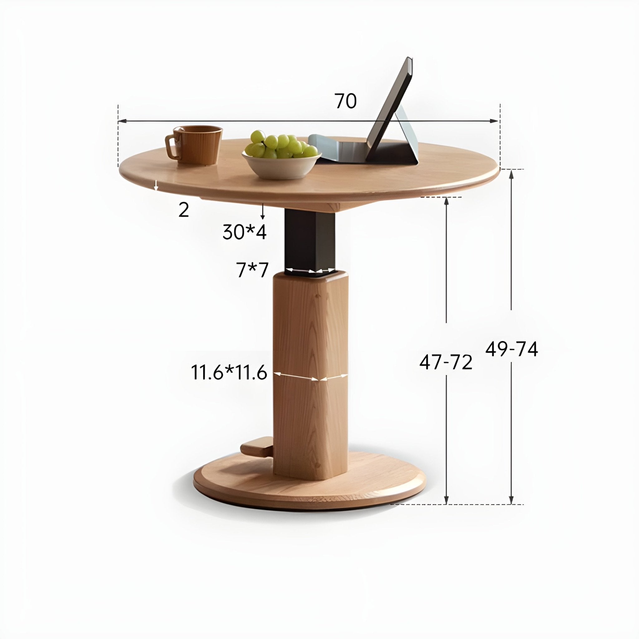 Tome Solid Wood Height Adjustable Coffee Table | round small coffee table NZ | Oak Furniture Store