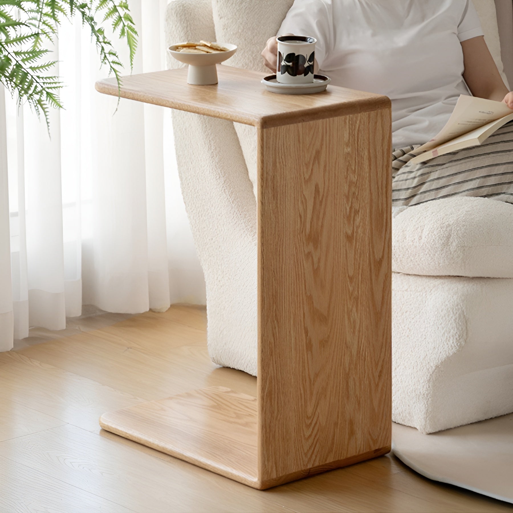 Valencia Solid Oak C - Shape Side Table | Oak Furniture Store