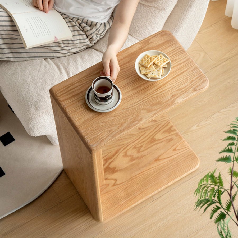 Valencia Solid Oak C - Shape Side Table | Oak Furniture Store