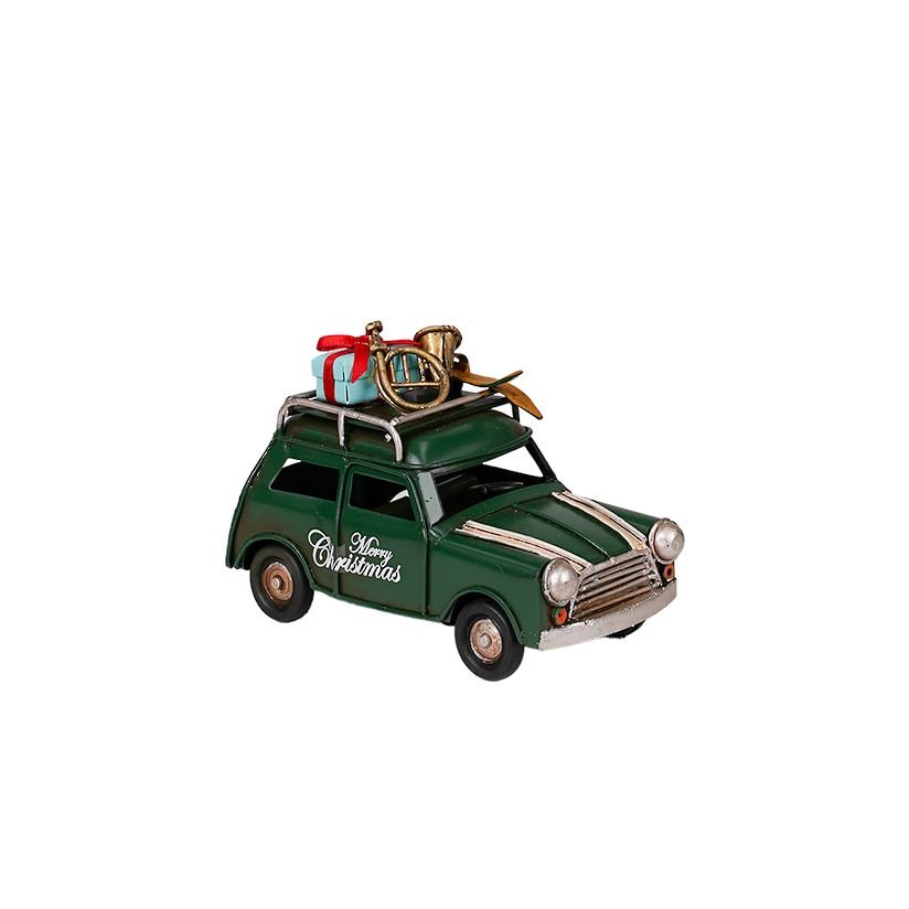 Vintage Xmas Car Green 11CM FXD254 | Oak Furniture Store