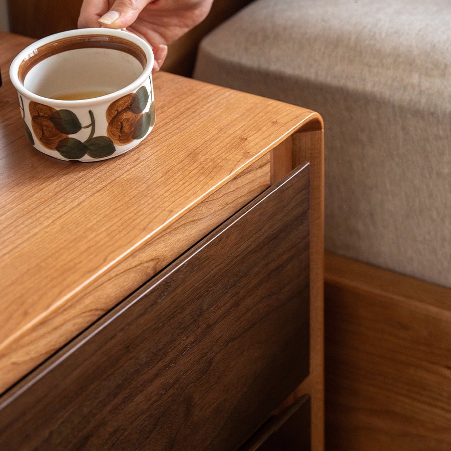 Viviez Colour Matching Floor Standing Bedside Table | Oak Furniture Store