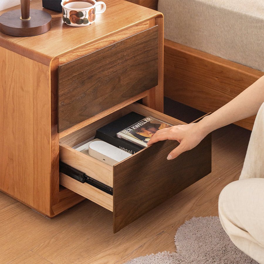 Viviez Colour Matching Floor Standing Bedside Table | Oak Furniture Store