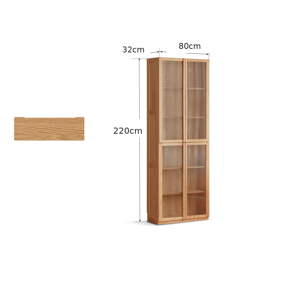 Waco Natural Solid Oak Display Bookcase Cabinet