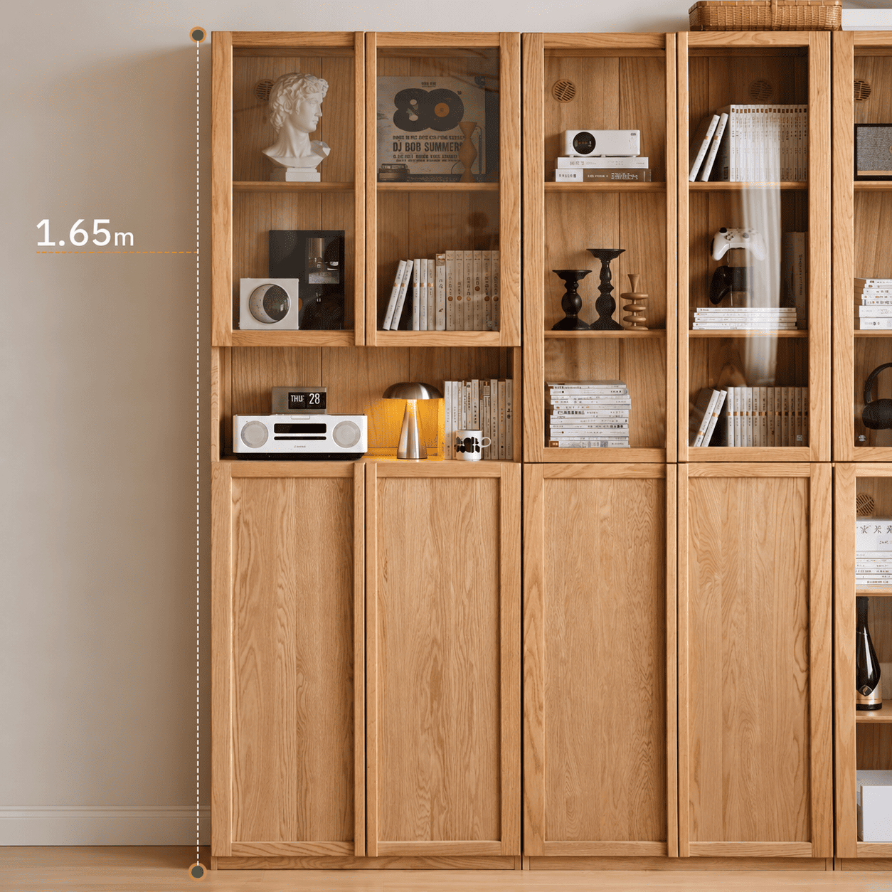 Waco Natural Solid Oak Display Bookcase Cabinet