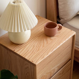 Warburg Natural Solid Oak Bedside Table - Oak Furniture Store