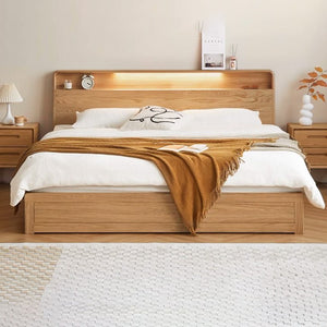 Warburg Natural Solid Oak Box Body Bed Frame - Oak Furniture Store