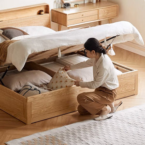 Warburg Natural Solid Oak Box Body Bed Frame - Oak Furniture Store