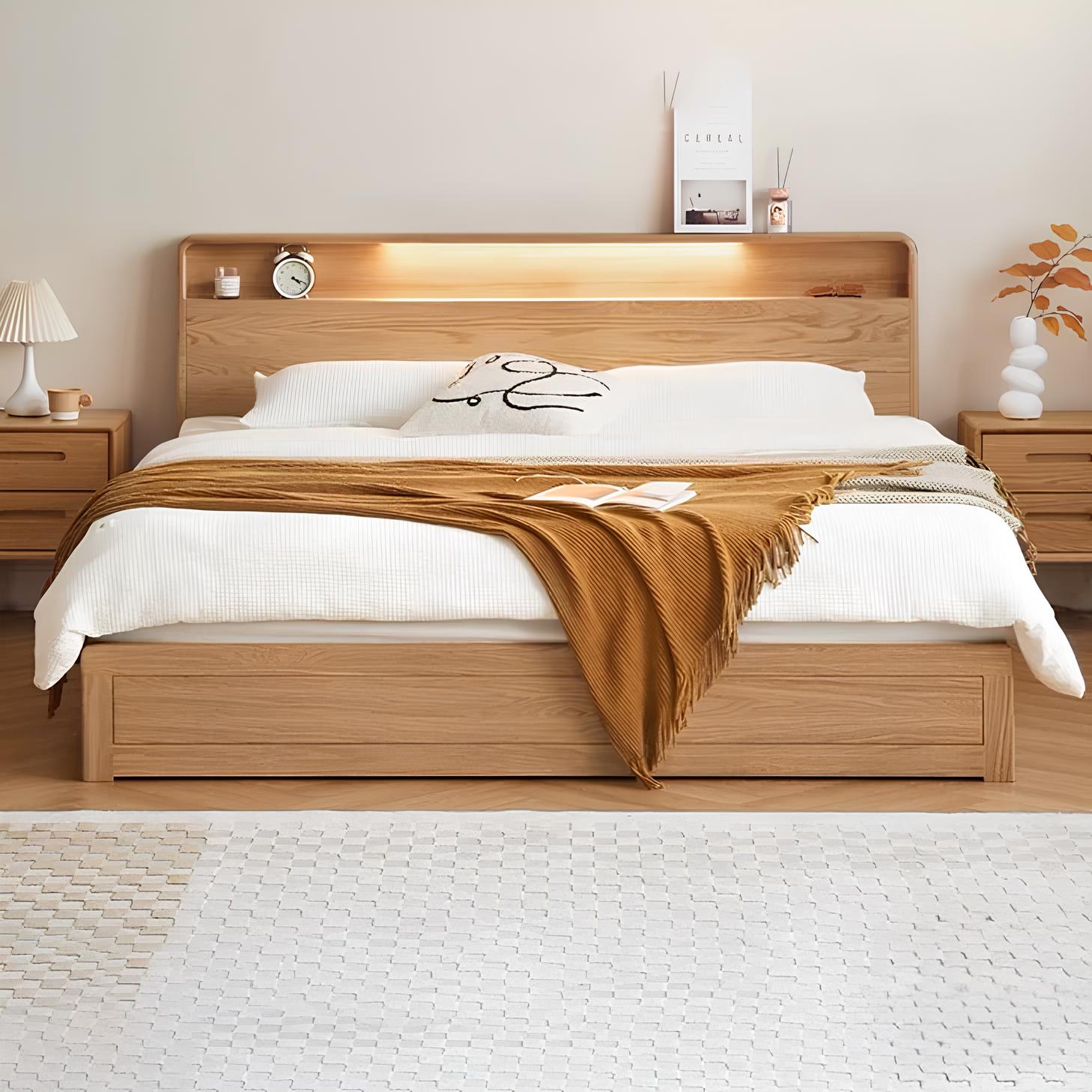 Warburg Natural Solid Oak Box Body Bed Frame | Oak Furniture Store
