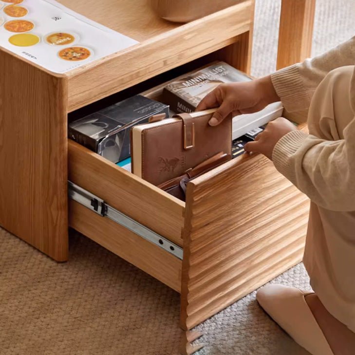Warburg Natural Solid Oak Coffee Table Set | nesting coffee table with drawers for NZ & AU | Oak Furniture Store
