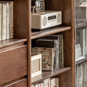 Warburg Natural Solid Walnut Bookcase - Oak Furniture Store