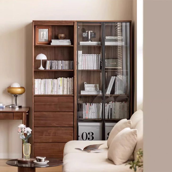 Warburg Natural Solid Walnut Bookcase - Oak Furniture Store