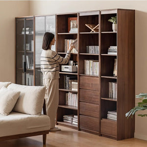 Warburg Natural Solid Walnut Bookcase - Oak Furniture Store