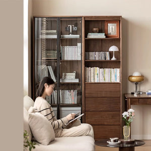 Warburg Natural Solid Walnut Bookcase - Oak Furniture Store