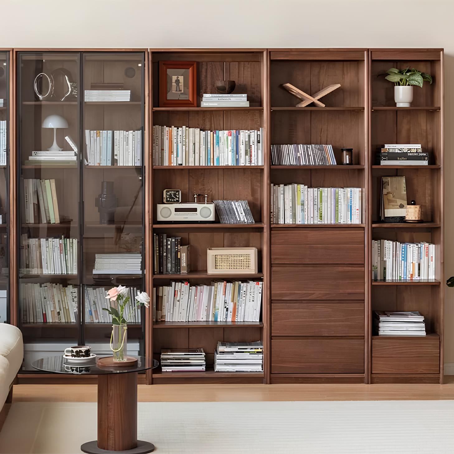 Warburg Natural Solid Walnut Bookcase | Oak Furniture Store
