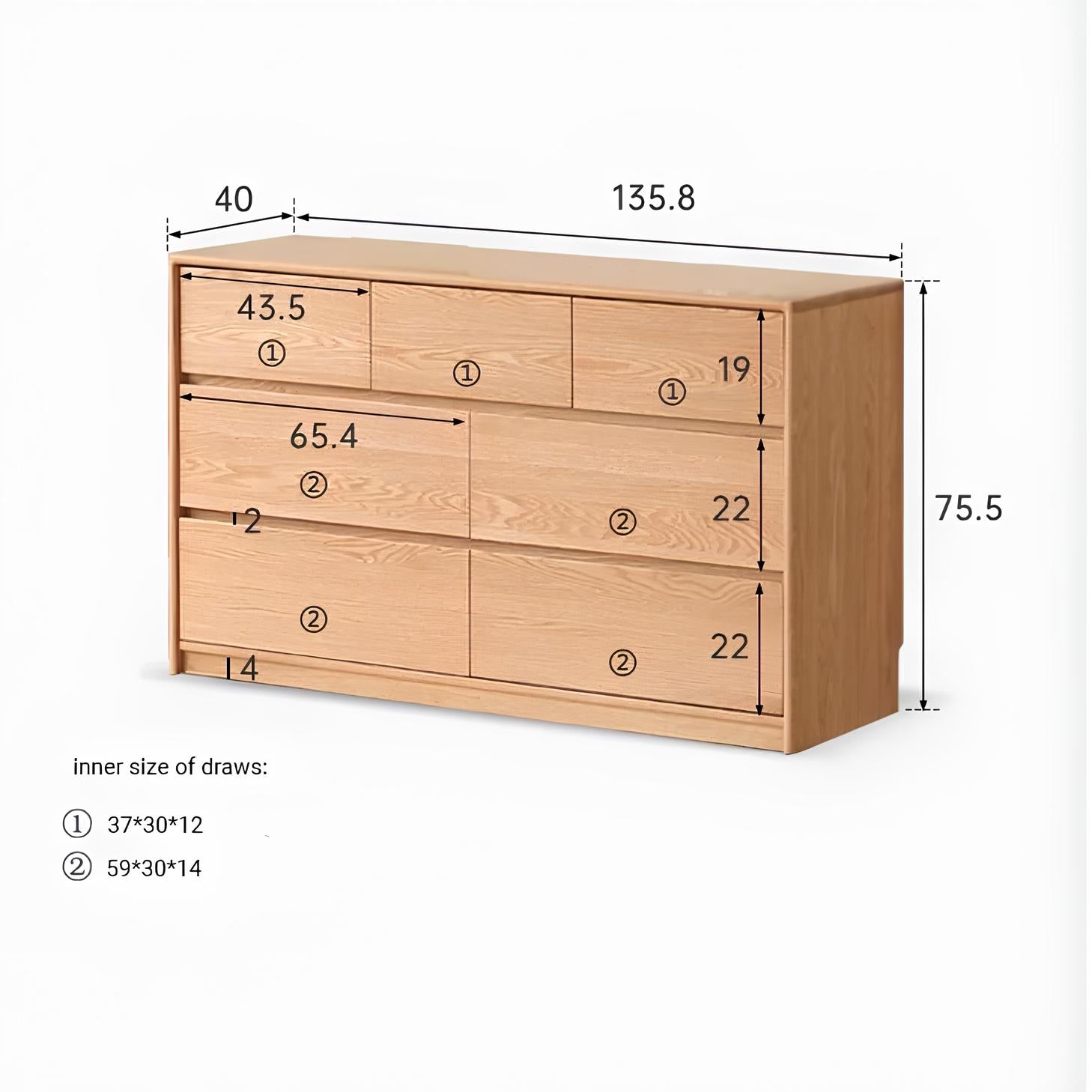 Warburg Natural Solid Oak 3 Over 4 Chest Drawers