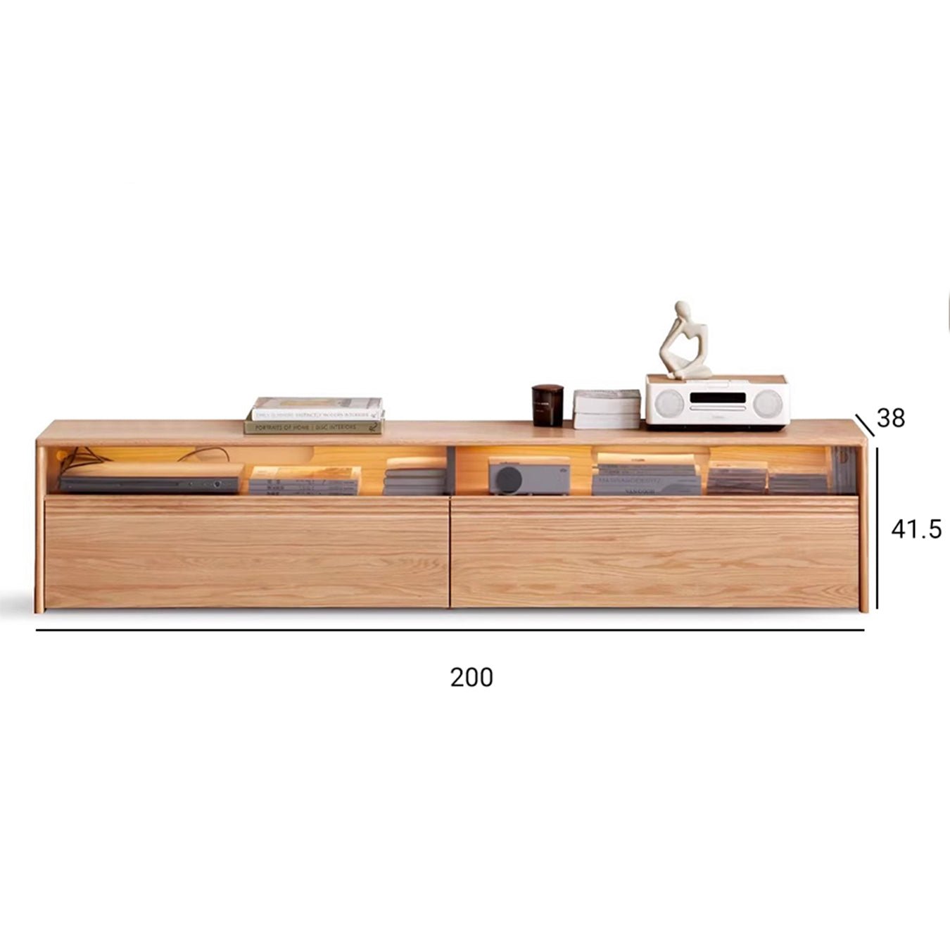 Warburg Solid Oak Floor Standing Entertainment Unit with LED Light | Oak Furniture Store