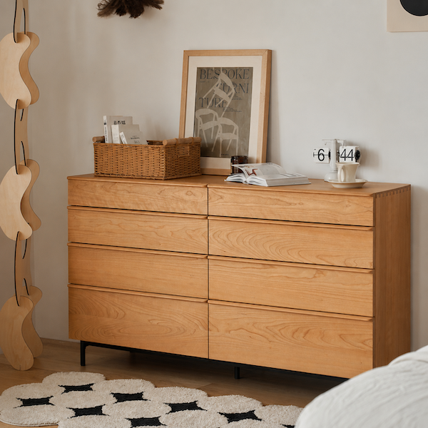 Wells Natural Solid Cherry Chest of 8 Drawers