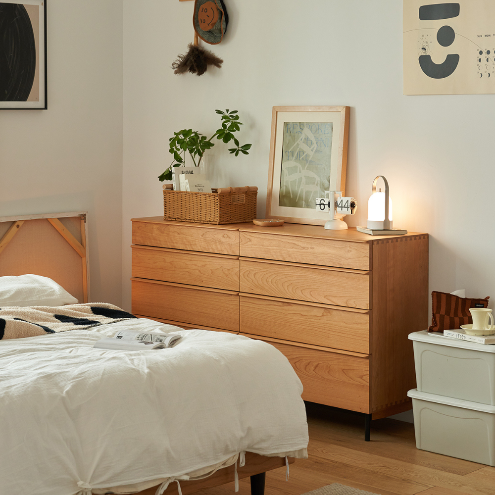 Wells Natural Solid Cherry Chest of 8 Drawers