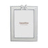 White and silver ribbon photo frame with bow detail for 5 x 7 inch photos