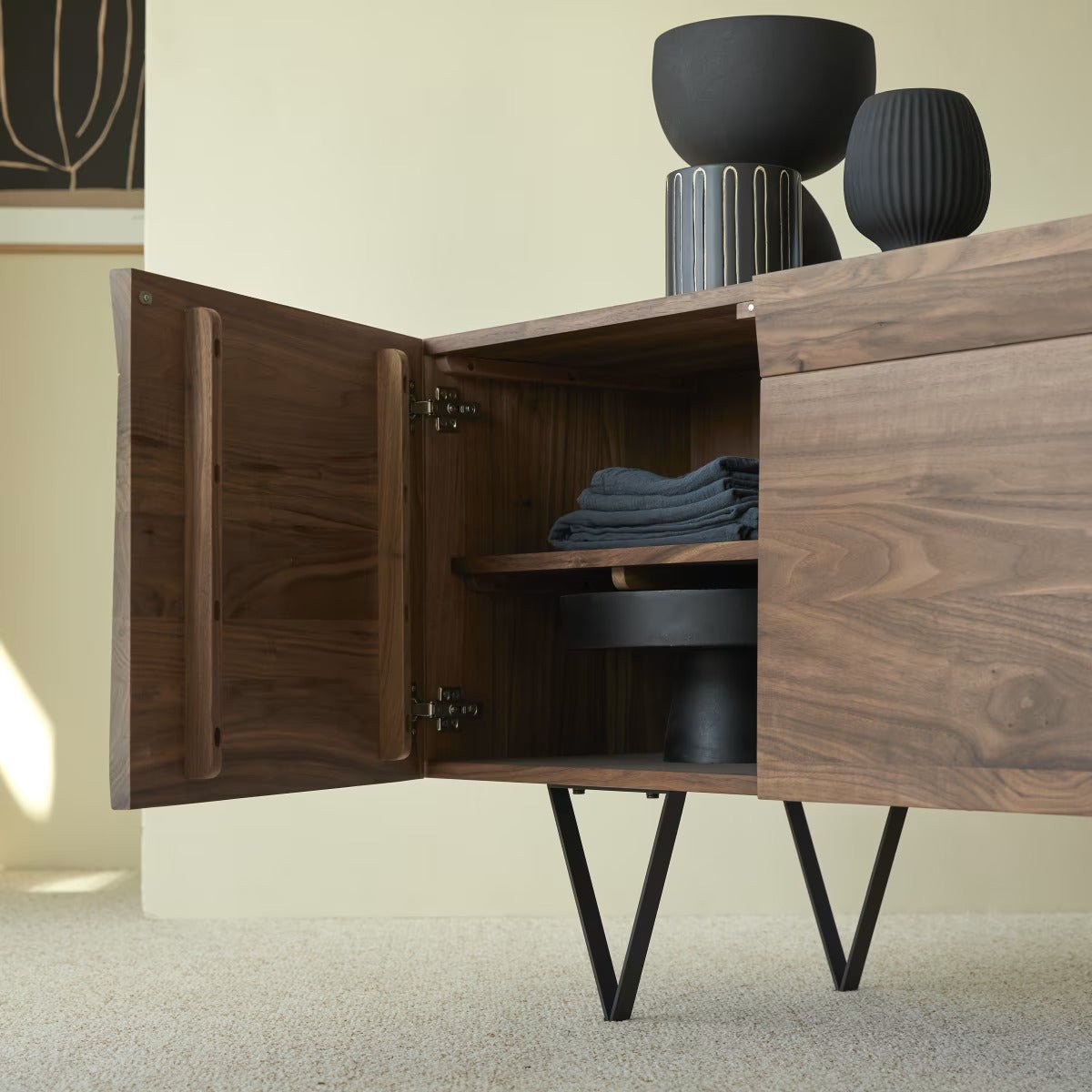 Wiltz Natural Solid Walnut Sideboard - Oak Furniture Store