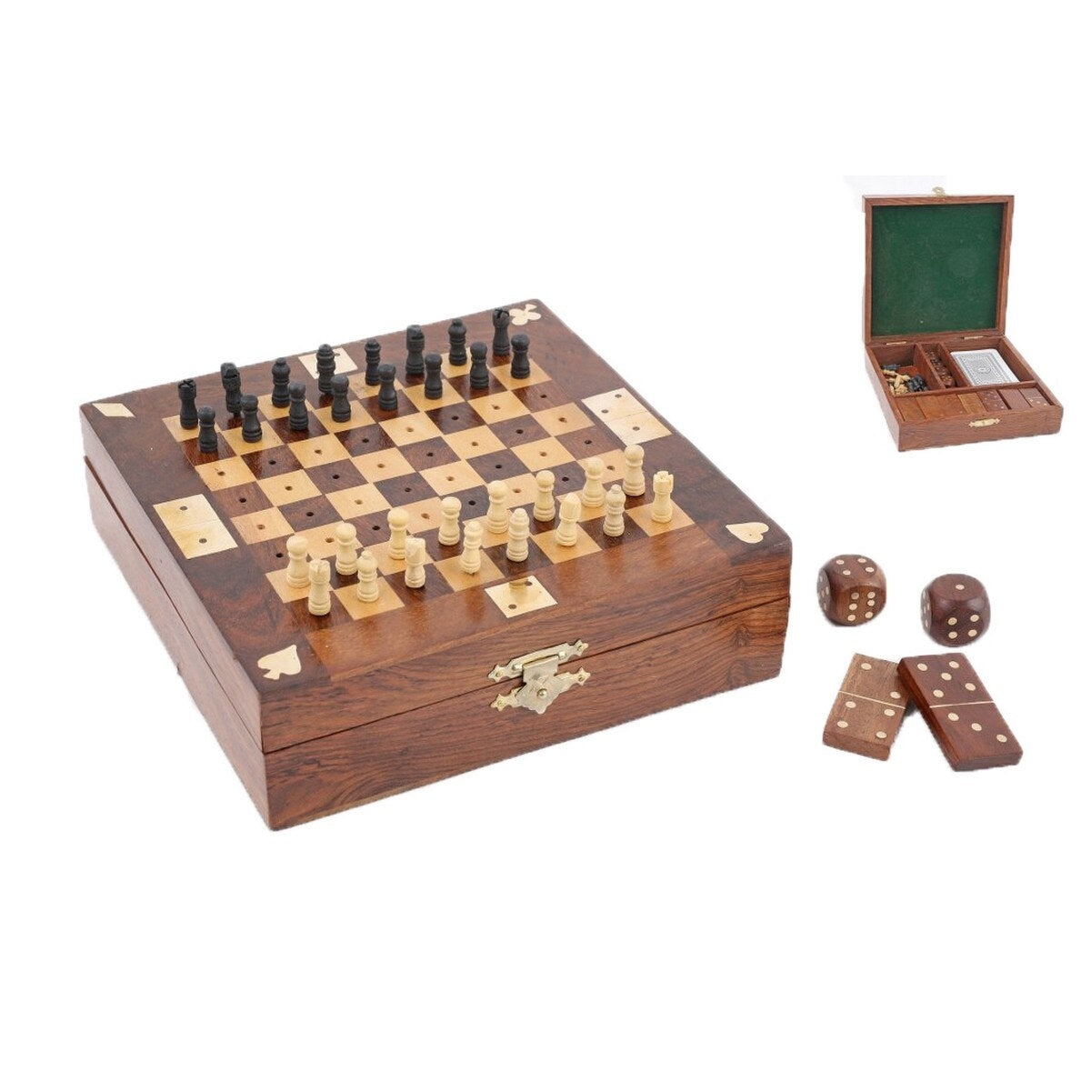 Wooden Game Set – Chess, Cards, Dominoes & Dice RTK1266