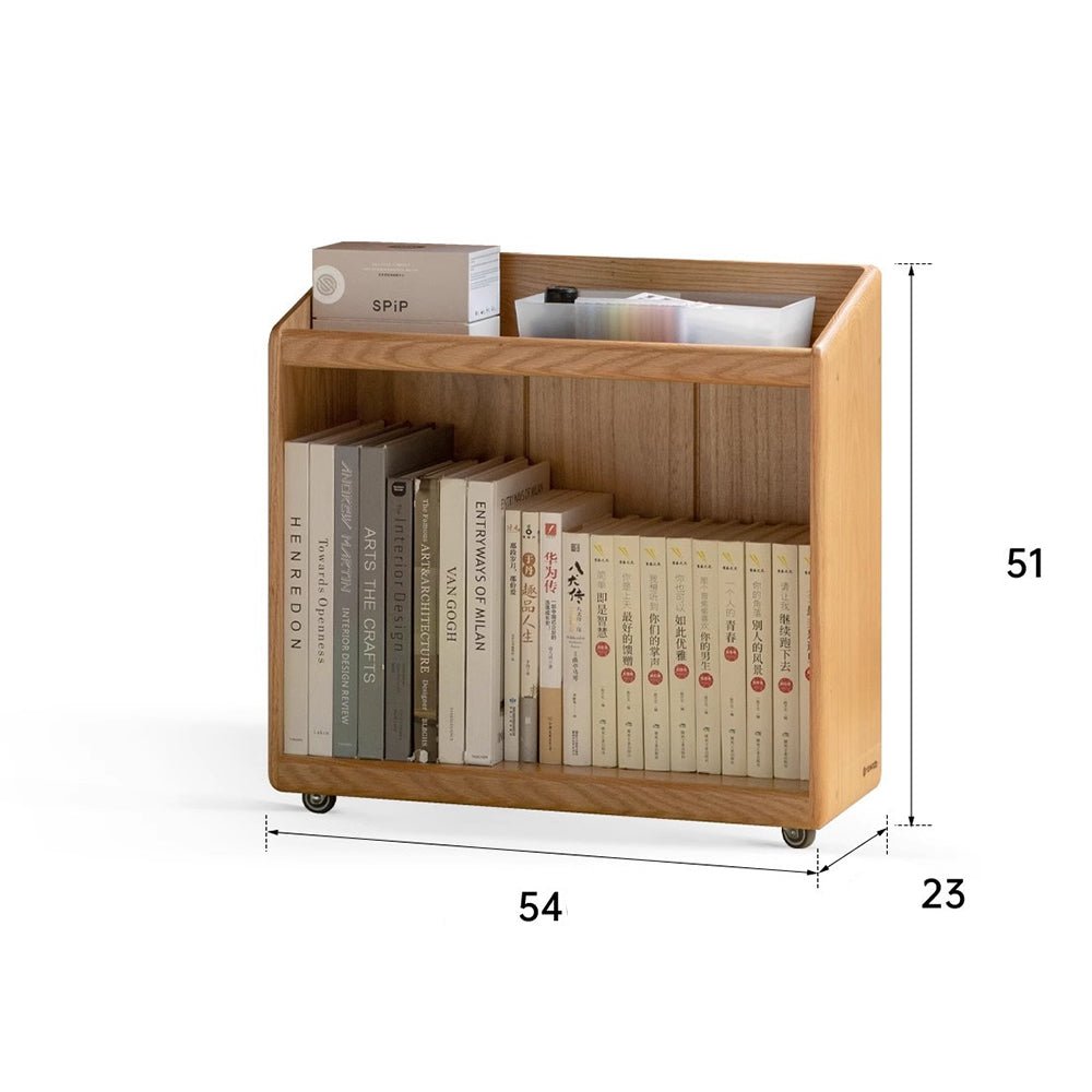 Zelt Natural Solid Oak Mobile Small Bookcase | Oak Furniture Store