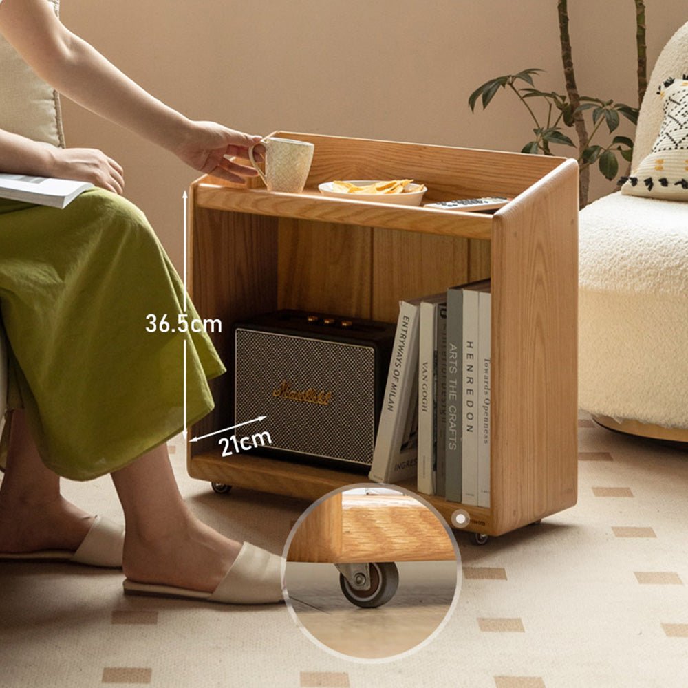 Zelt Natural Solid Oak Mobile Small Bookcase | Oak Furniture Store