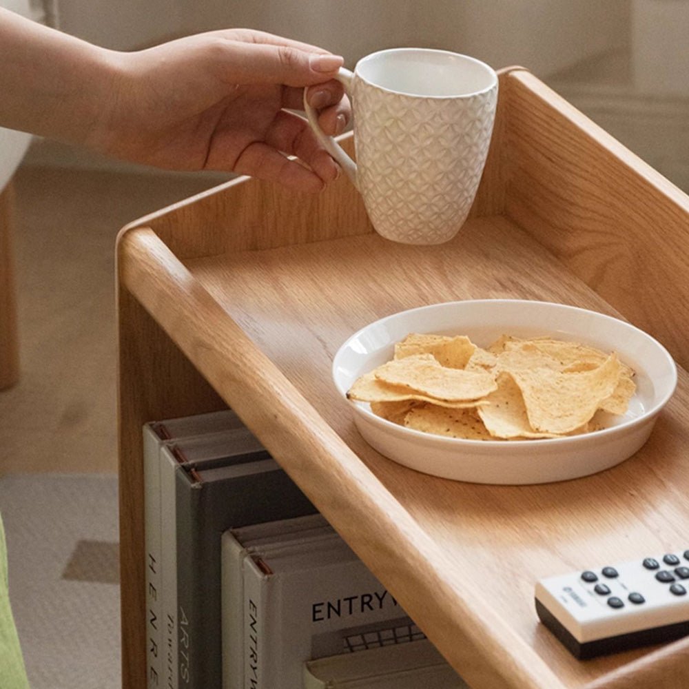 Zelt Natural Solid Oak Mobile Small Bookcase | Oak Furniture Store