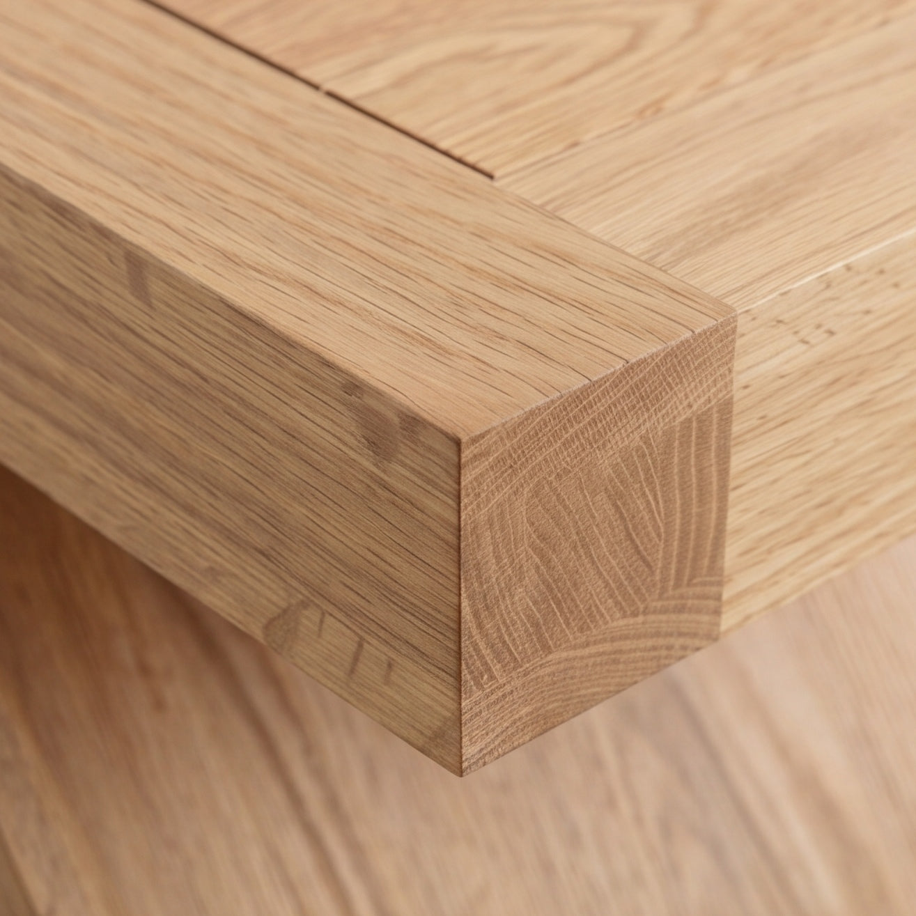 Compact solid oak lamp table with natural timber texture and modern side table design