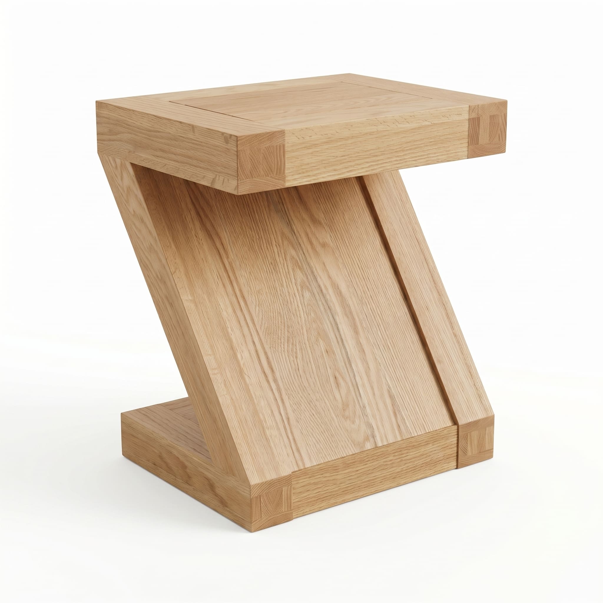 Natural oak sofa side table styled in a cosy lounge room with lamp and décor