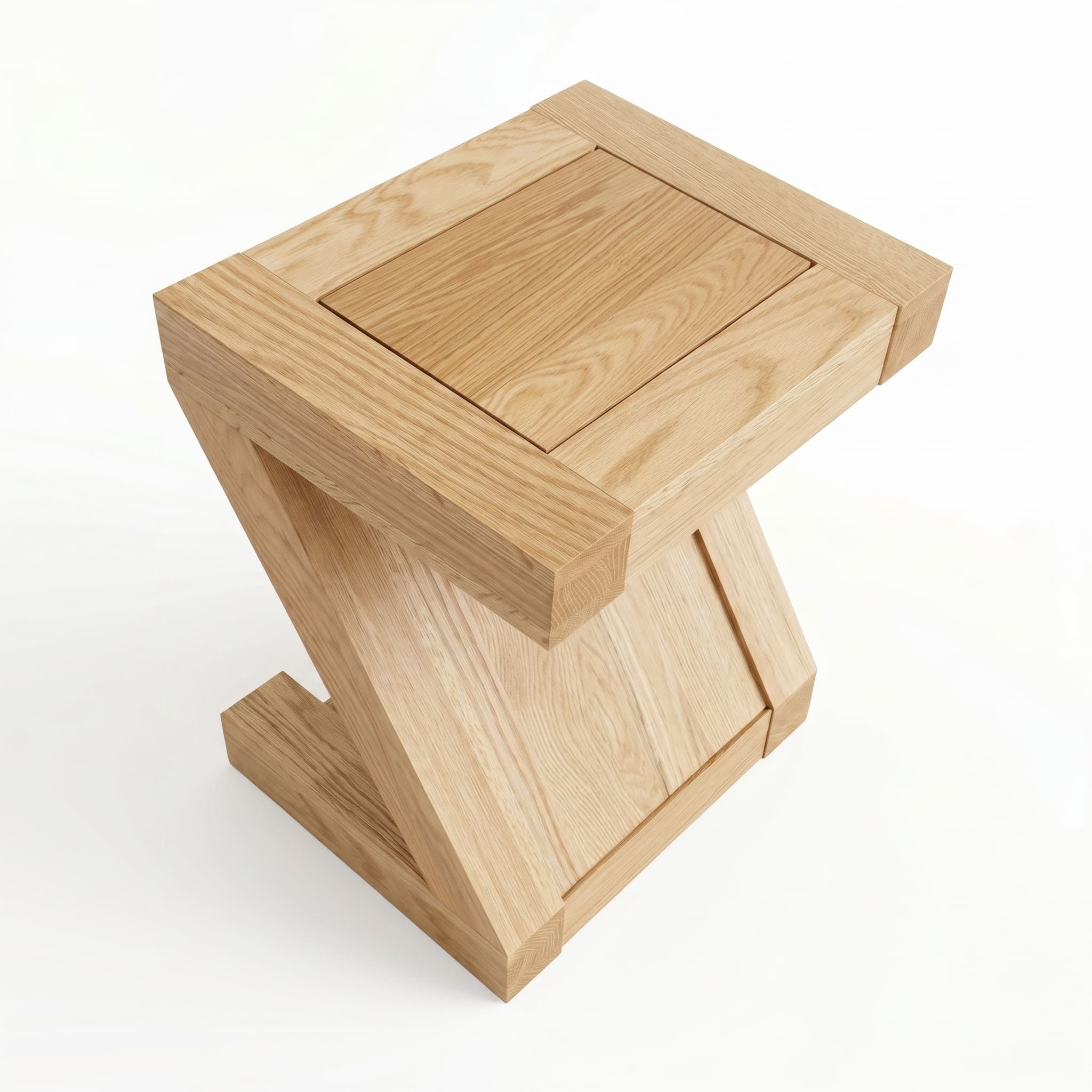 Solid oak lamp table with statement timber base for living room, bedroom, or reading nook storage