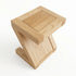 Solid oak lamp table with statement timber base for living room, bedroom, or reading nook storage