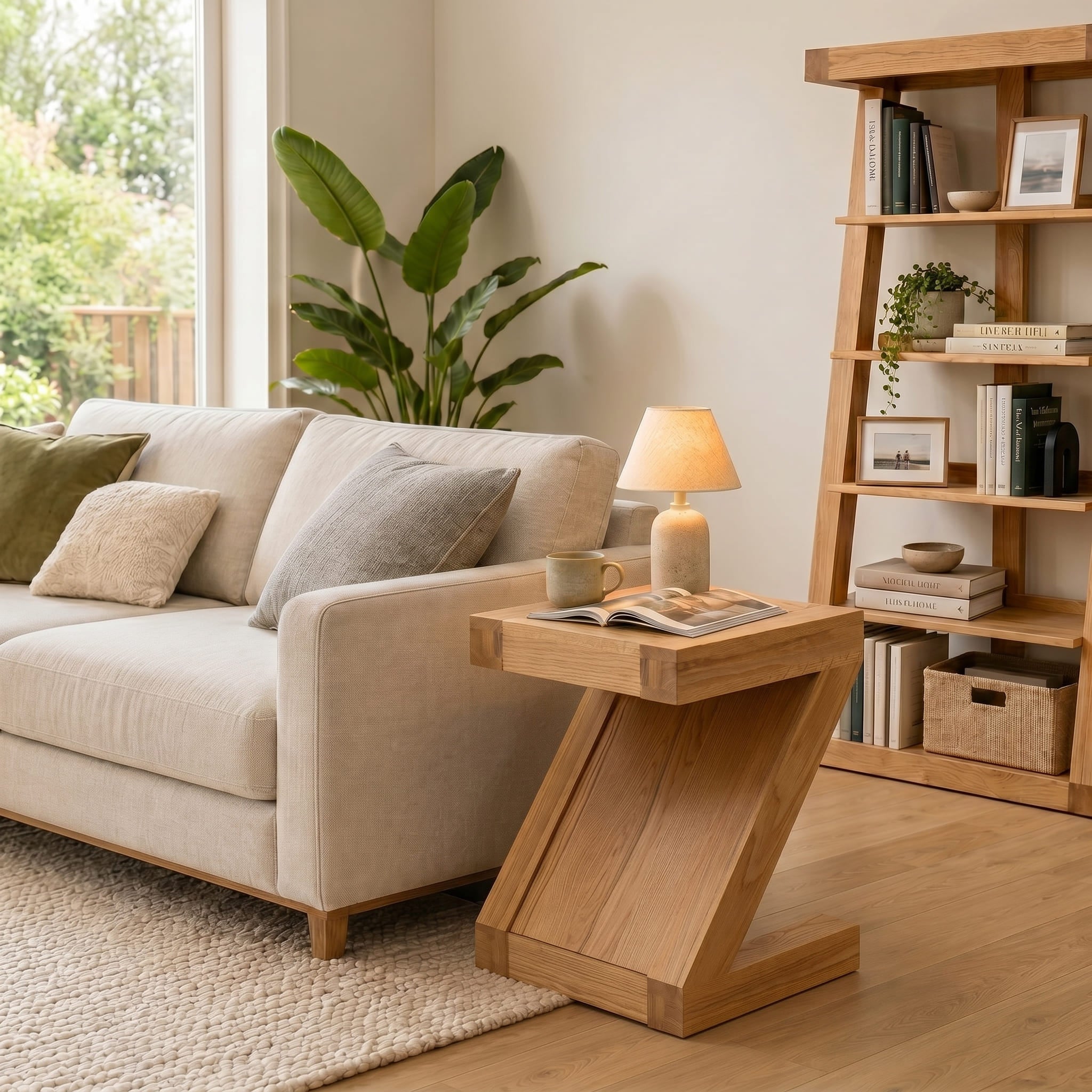 Zetland oak lamp table for sofa side, reading corner, and modern lounge room styling