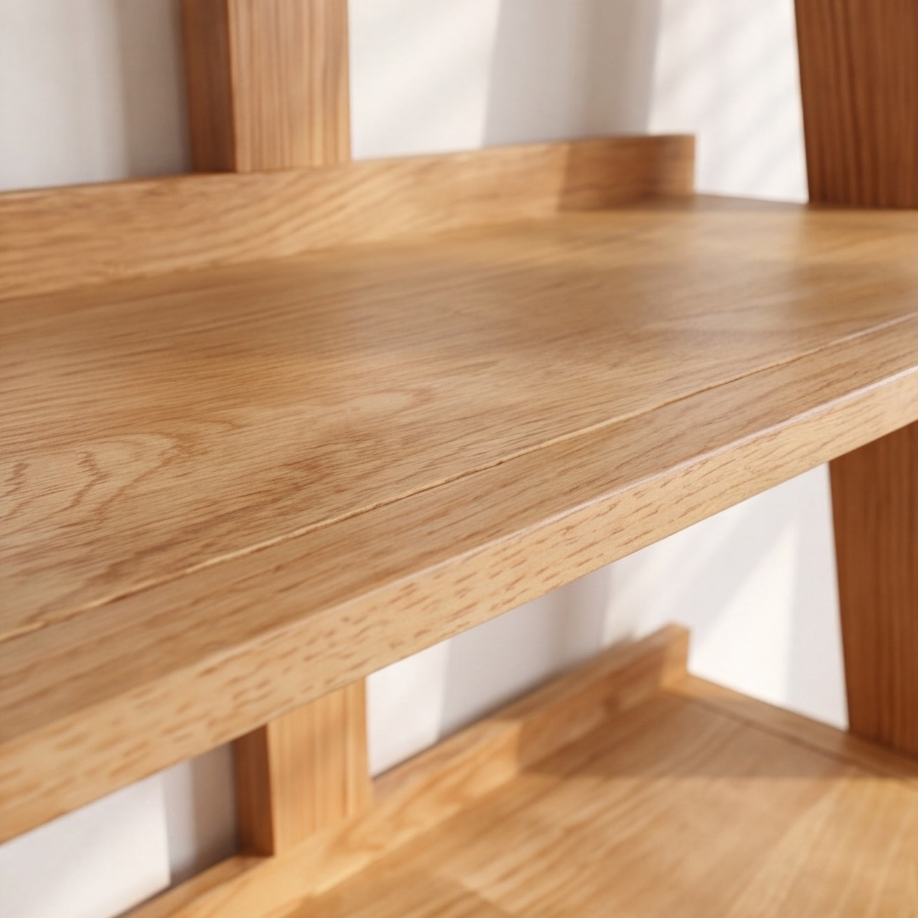 Zetland large oak bookcase styled with woven baskets for practical home storage