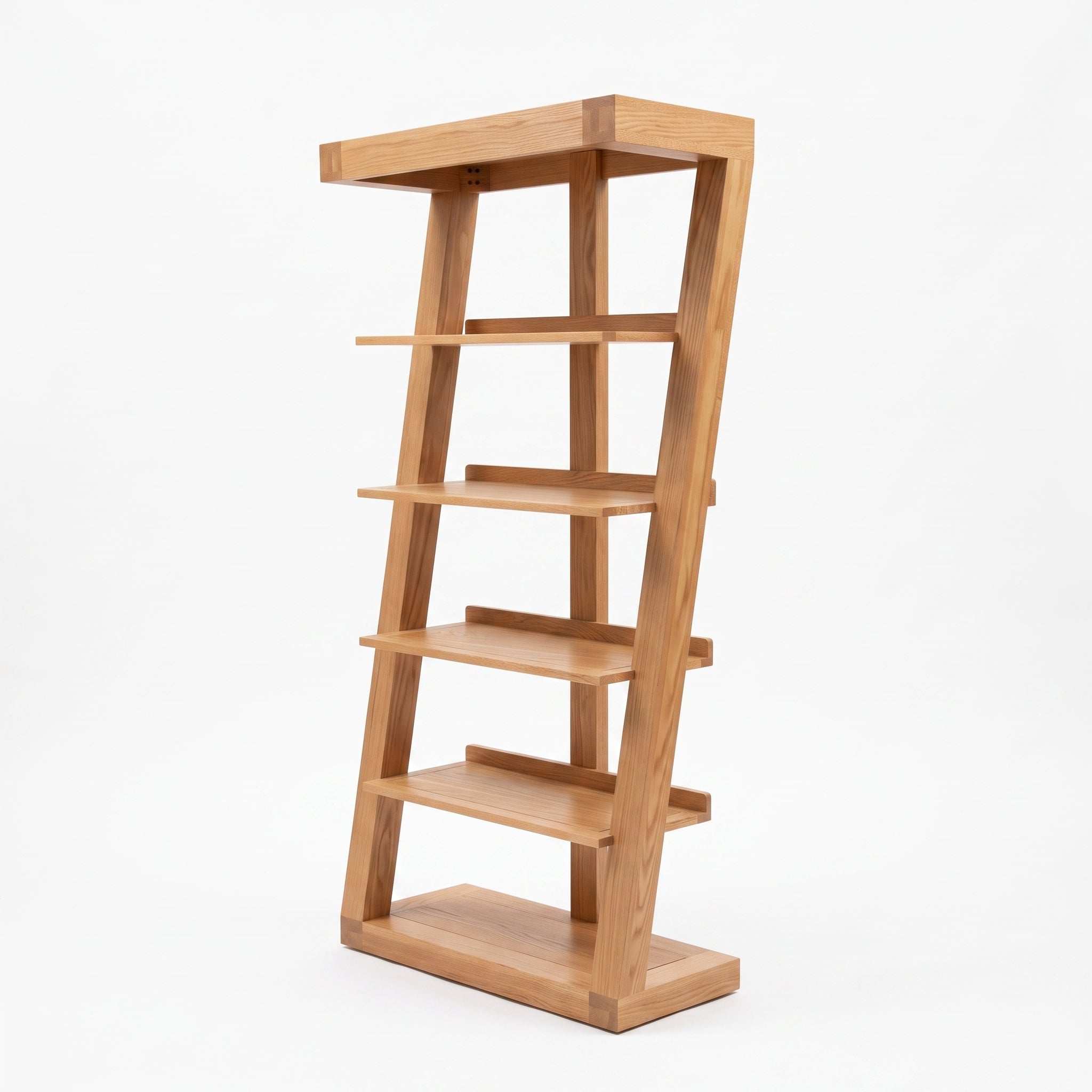 Natural solid oak shelving unit for living room, study, hallway, or home office organisation