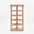 Solid oak large bookshelf with minimalist open shelf design and warm natural timber texture