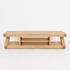 Solid oak large entertainment unit with bold timber frame and angled leg design