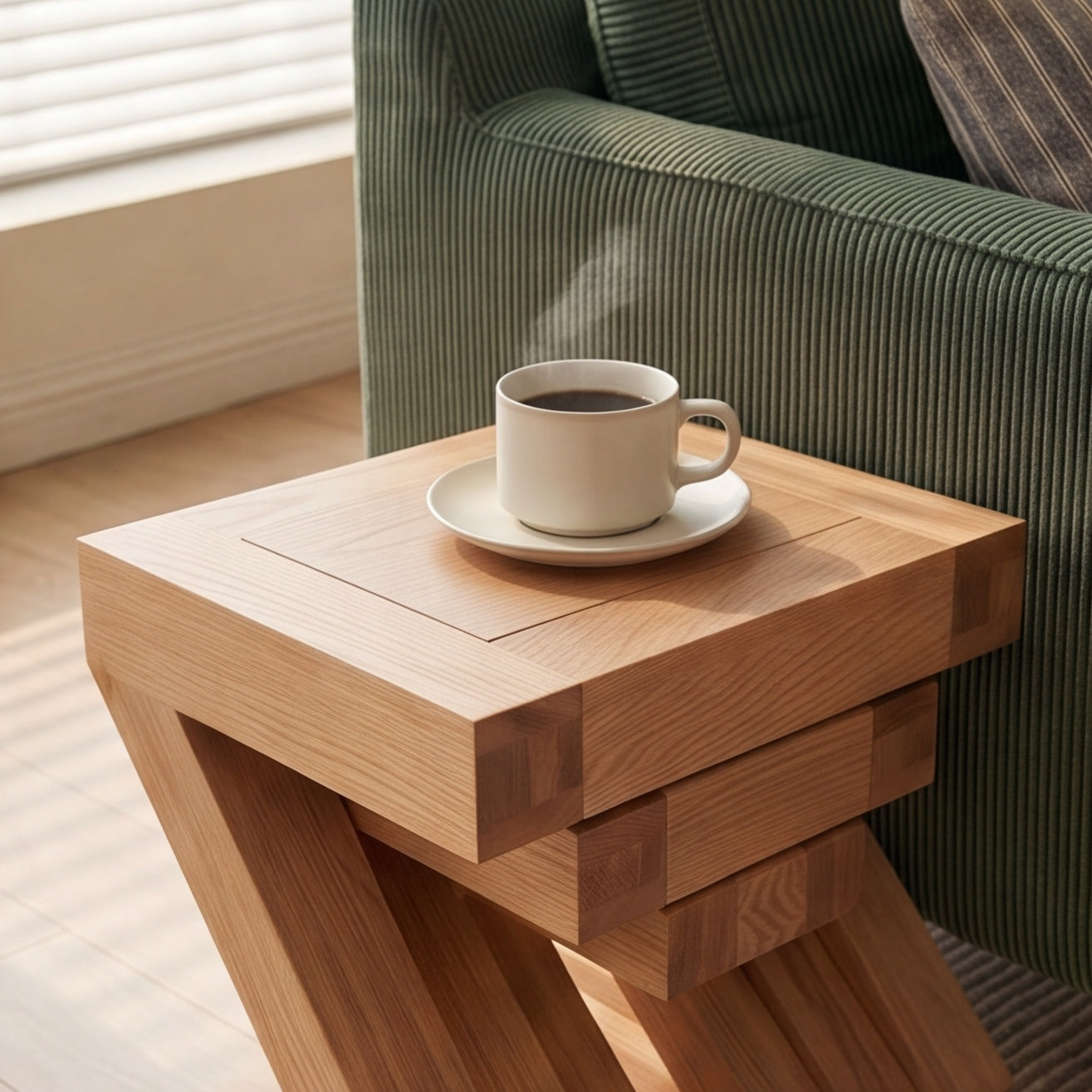 Zetland Natural Solid Oak Nest of Tables for living room, lounge, and small space styling