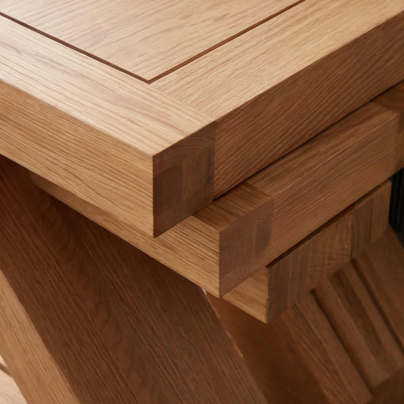 Compact solid oak side table set for sofa, lounge chair, and everyday living room use