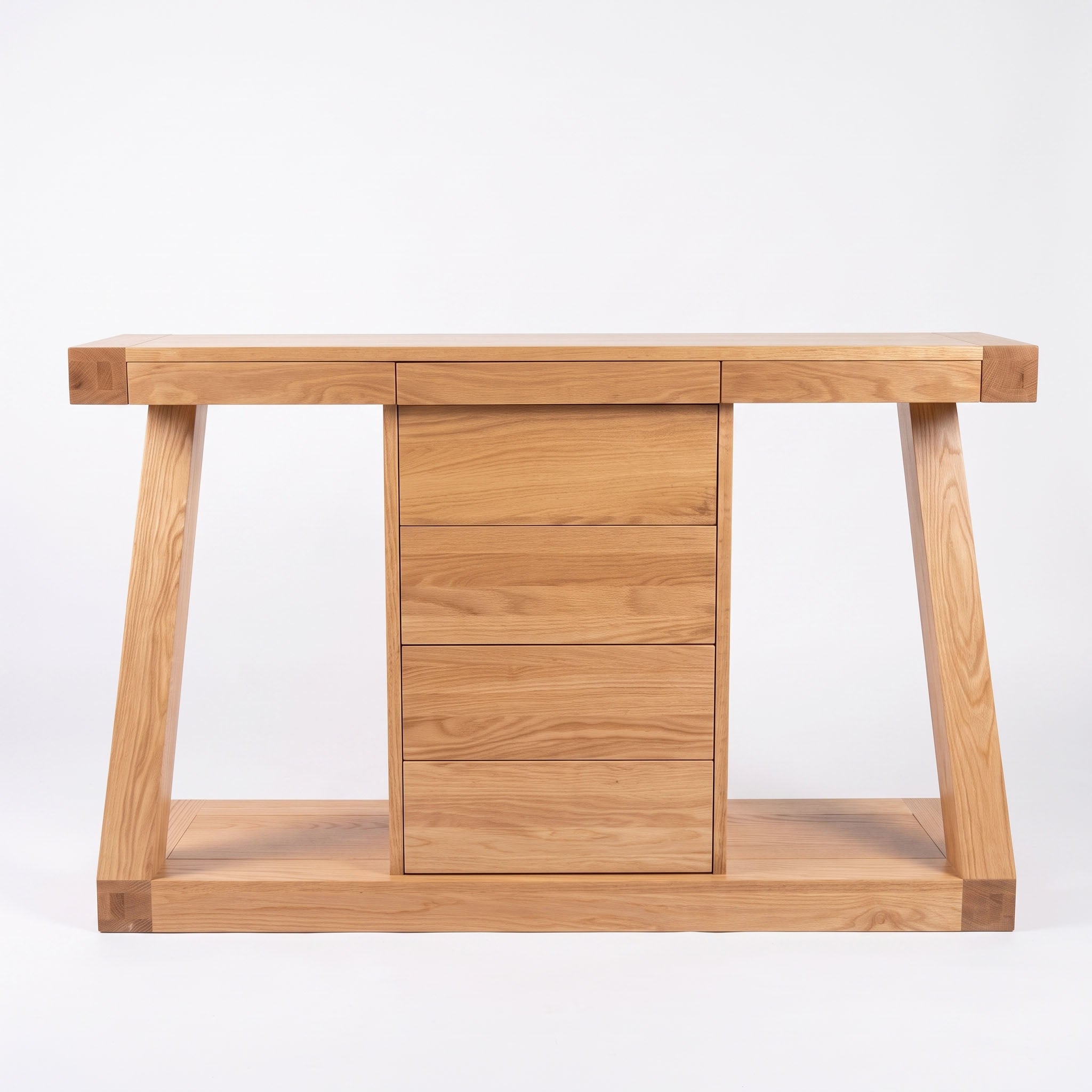 Large natural oak sideboard with warm wood grain and practical storage for dining spaces