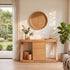 Solid oak sideboard buffet cabinet with natural wood finish and clean modern lines