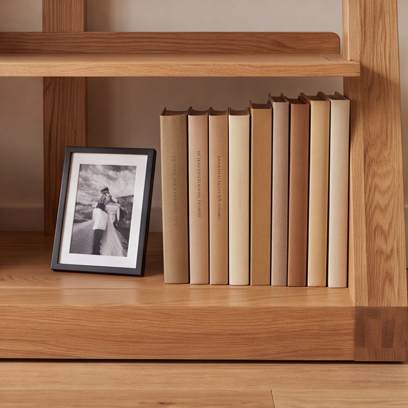 Zetland oak bookshelf with warm natural finish for compact living room organisation