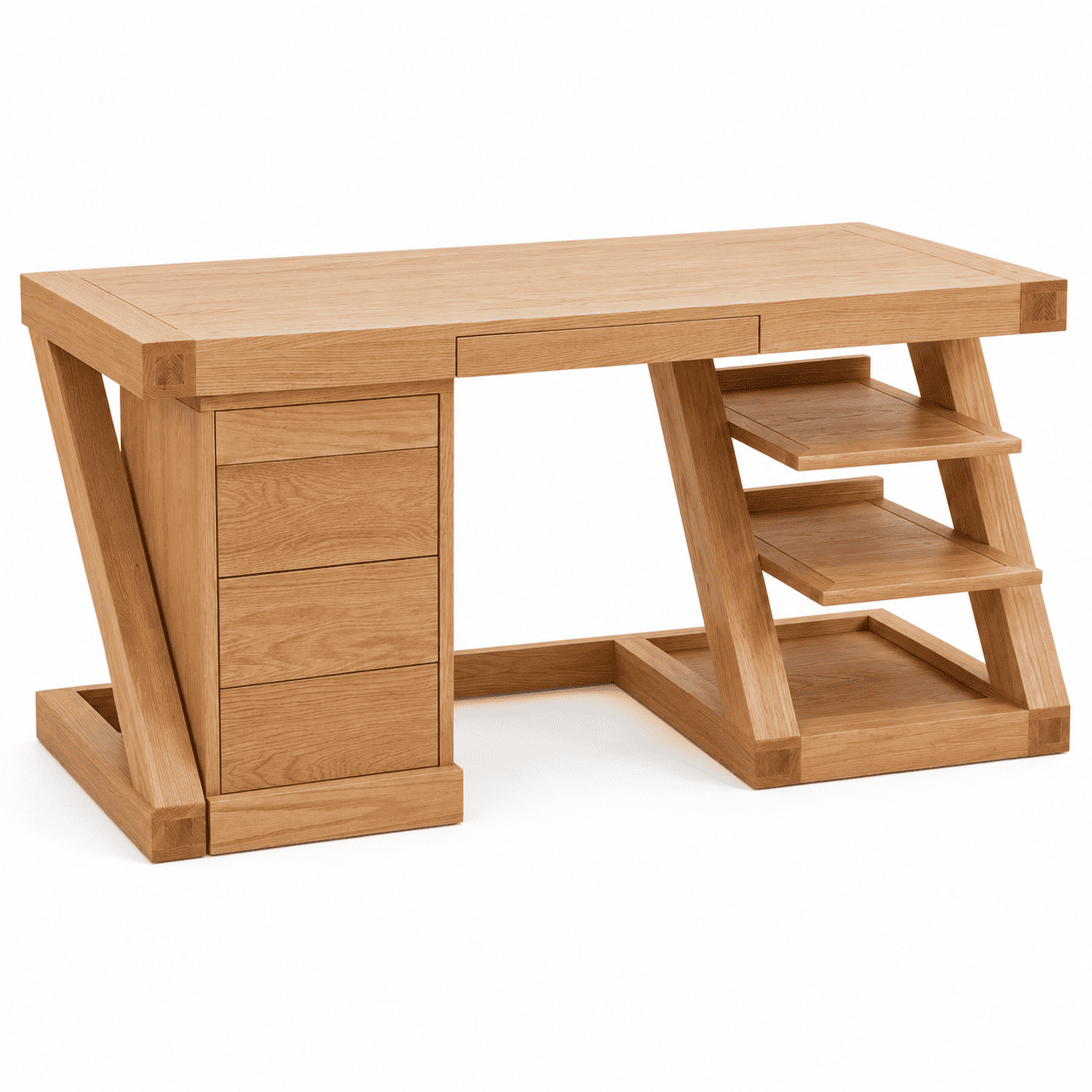 Solid oak desk with side drawer unit for home office organisation and everyday productivity