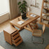 Zetland Natural Solid Oak Work Station styled in a bright home office with laptop, chair, and bookshelf