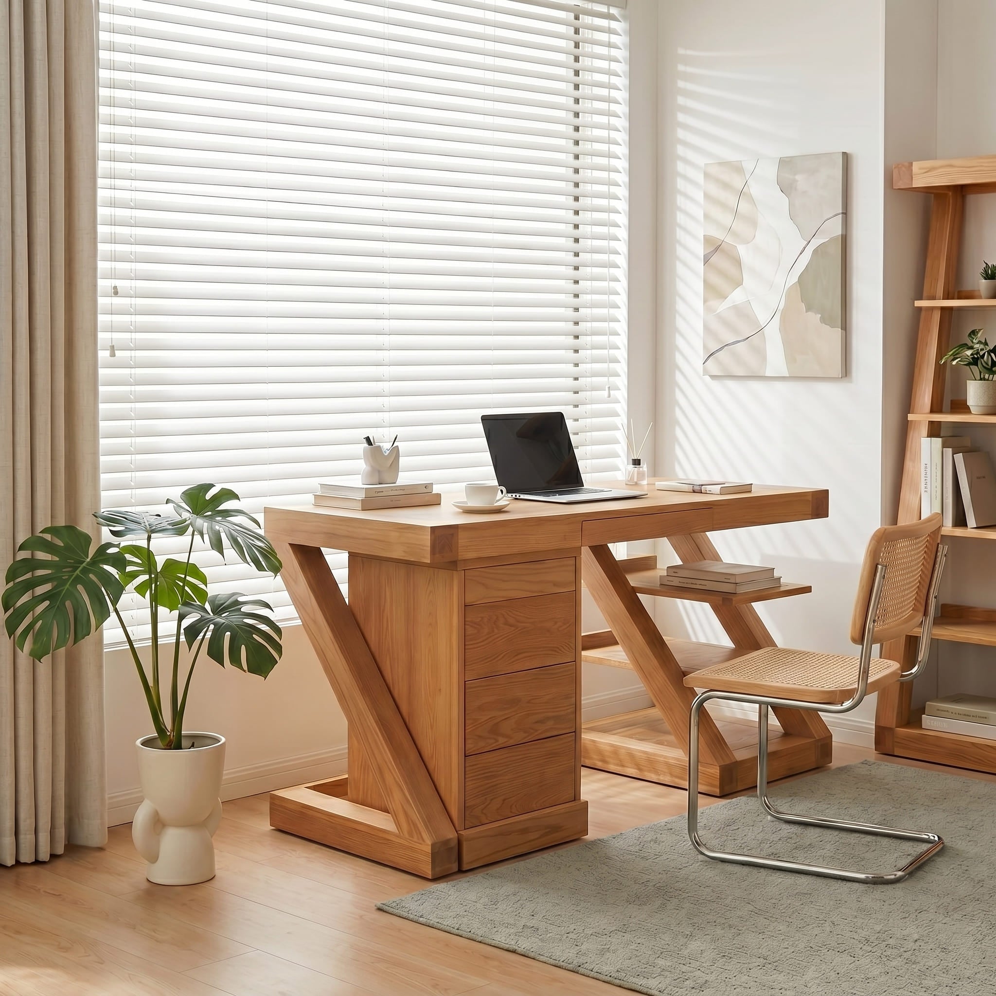 Zetland oak work station desk for home office, study room, and everyday work setup
